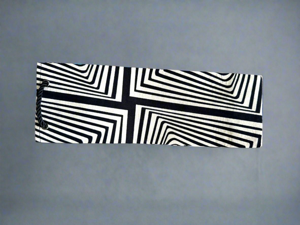 Ethnic, Fabric, Patterned, Handmade Black and Cream Wine Gift Bag - Gezia Accents