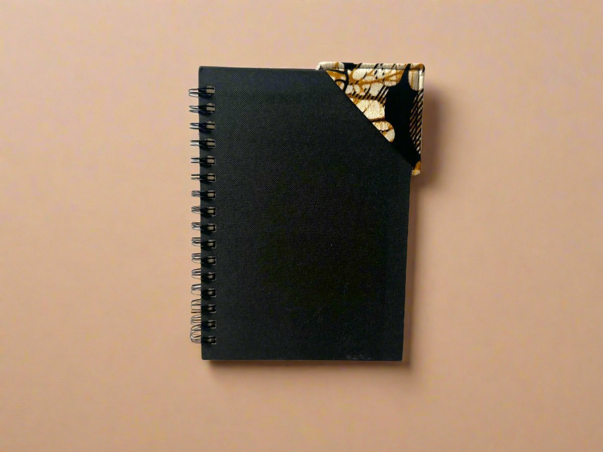 Ethnic, Fabric, Patterned, Handmade Black, Cream, and Gold Bookmark - Gezia Accents