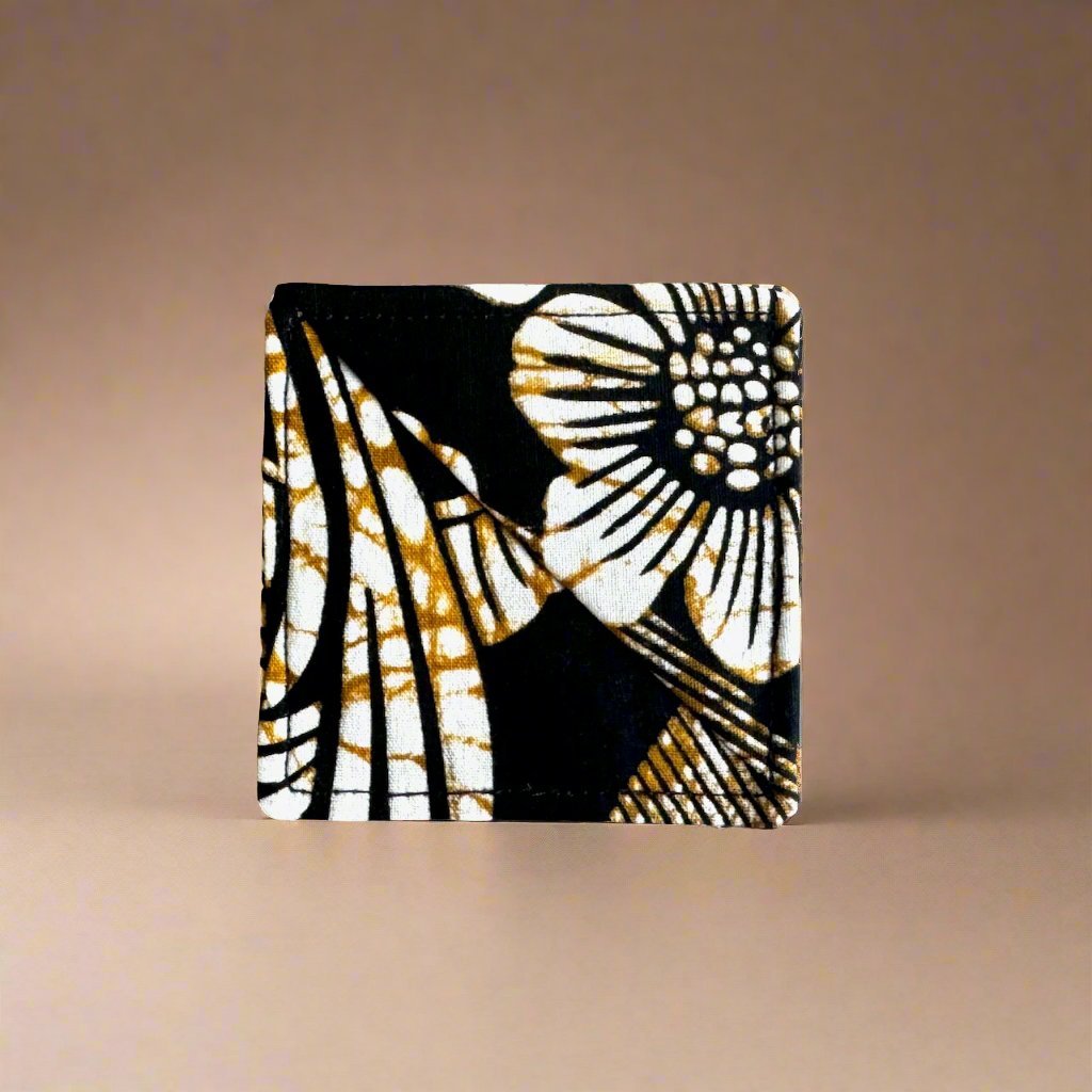 Ethnic, Fabric, Patterned, Handmade Black, Cream, and Gold Bookmark - Gezia Accents