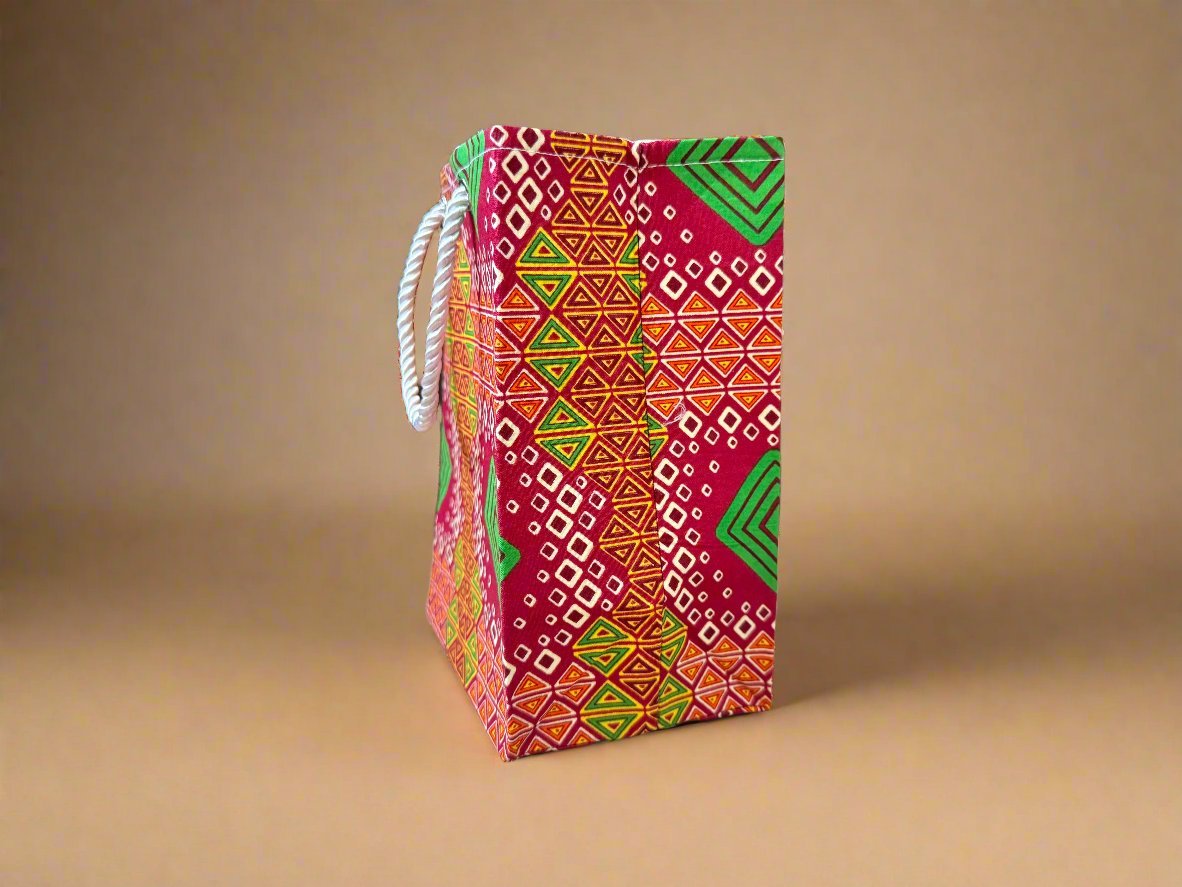 Ethnic, Fabric, Patterned, Handmade Red, Yellow, Green, and White Extra Small Bag - Gezia Accents