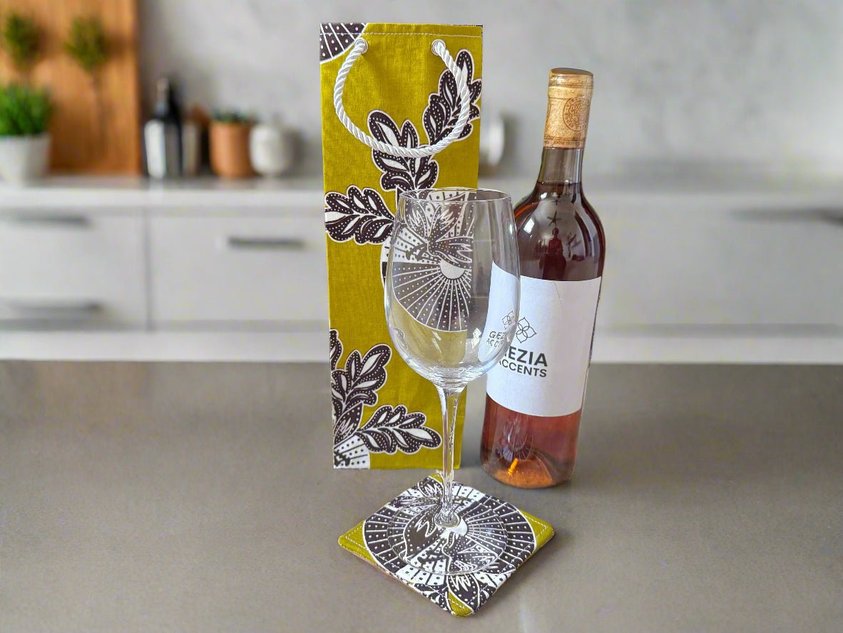 ๐ Handmade African Fabric Coasters โ Set of 4 | Cultural Home Decor | Eco - Friendly Gift | Wax Print Drink Coasters ๐๐ง - Gezia Accents