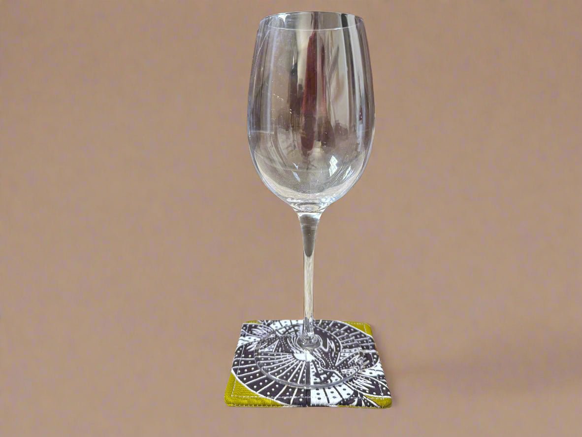 ๐ Handmade African Fabric Coasters โ Set of 4 | Cultural Home Decor | Eco - Friendly Gift | Wax Print Drink Coasters ๐๐ง - Gezia Accents