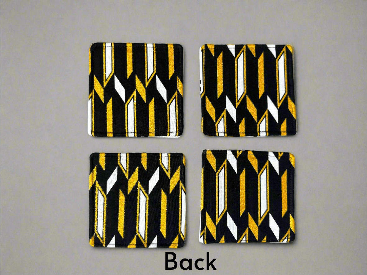 ๐ Handmade African Fabric Coasters โ Set of 4 | Cultural Home Decor | Eco - Friendly Gift | Wax Print Drink Coasters ๐๐ง - Gezia Accents