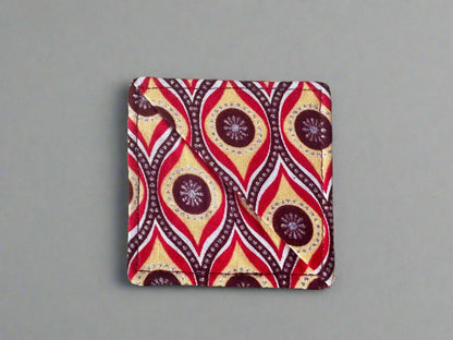 Ethnic, Fabric, Patterned Handmade Maroon, Beige, Red and Silver Bookmark