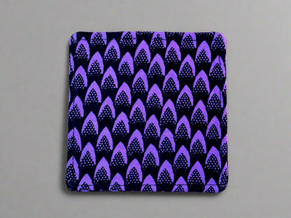 Ethnic, Fabric, Patterned, Handmade Black and Purple Coasters