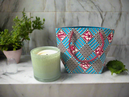 Handmade Mini Gift Tote Bag: Ethnic fabric design in turquoise, berry, and white. This stylish and compact gift tote bag adds a touch of cultural elegance, perfect for presenting small gifts.