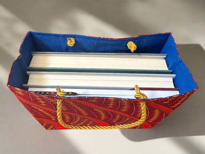 Ethnic, Fabric, Patterned, Handmade Maroon, Blue, Orange, and Gold Small Wardrobe Bag