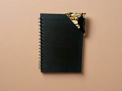 Ethnic, Fabric, Patterned, Handmade Black, Cream, and Gold Bookmark - Gezia Accents