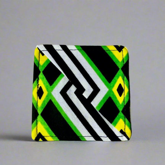 Ethnic, Fabric, Patterned, Handmade Black, Green, Yellow and White Bookmark - Gezia Accents