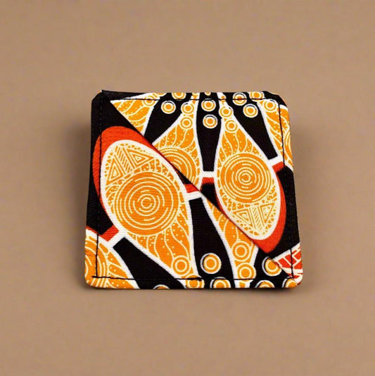 Ethnic, Fabric, Patterned, Handmade Black, Orange, and White Bookmark - Gezia Accents