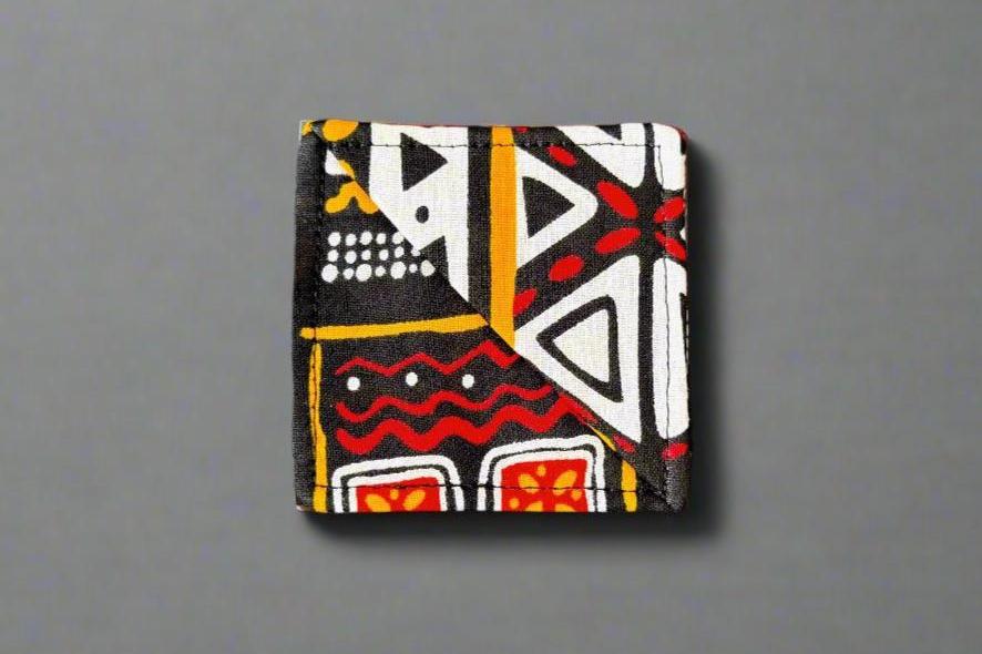 Ethnic, Fabric, Patterned, Handmade Black, Orange, Yellow, Red, and White Bookmark - Gezia Accents