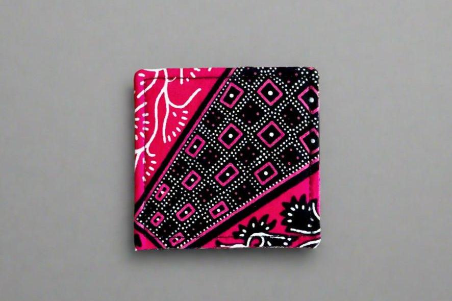 Ethnic, Fabric, Patterned, Handmade Black, Pink, and White Bookmark - Gezia Accents