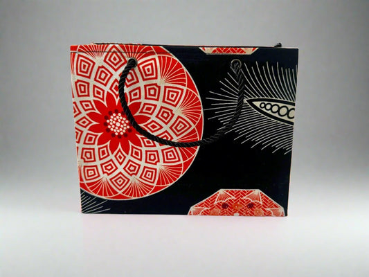Ethnic, Fabric, Patterned, Handmade Black, White, and Orange Small Wardrobe Bag - Gezia Accents
