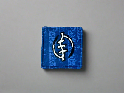 Ethnic, Fabric, Patterned, Handmade Blue, Black, and White Coasters - Gezia Accents