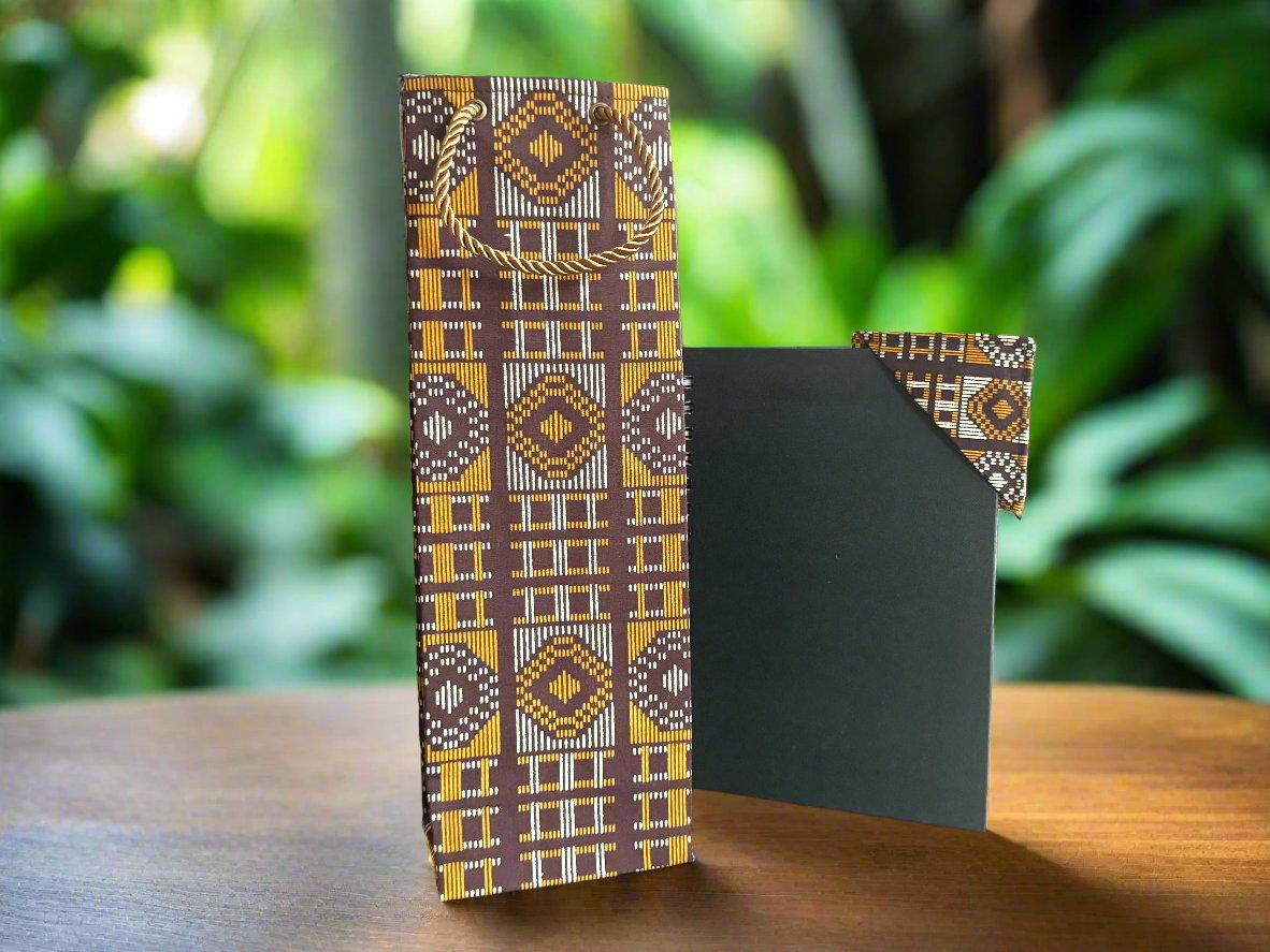 Ethnic, Fabric, Patterned, Handmade Brown, Bronze, and Gold Bookmark - Gezia Accents