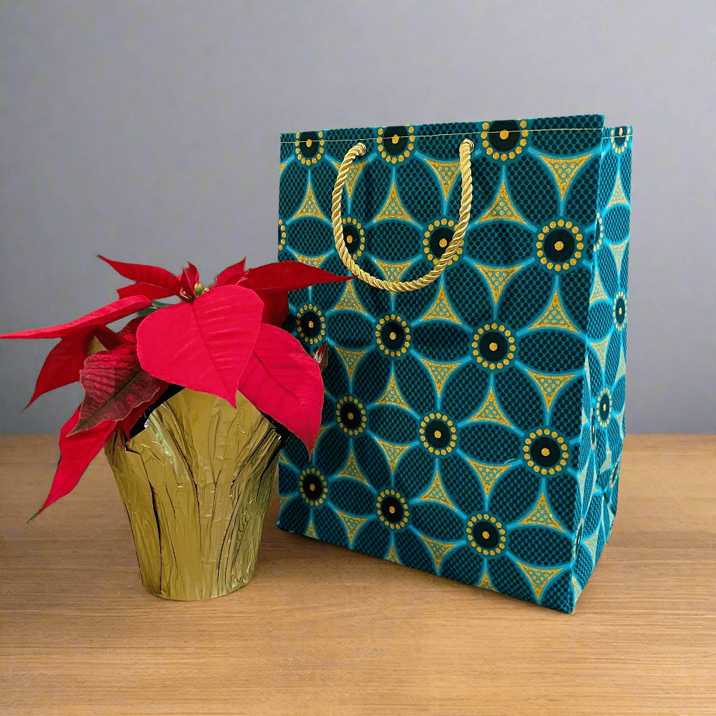 Ethnic, Fabric, Patterned, Handmade Dark Green, Green, and Gold Square Bag - Gezia Accents