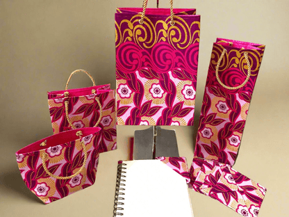 Ethnic, Fabric, Patterned, Handmade Dark Pink, Pink and Gold Extra Small Bag - Gezia Accents