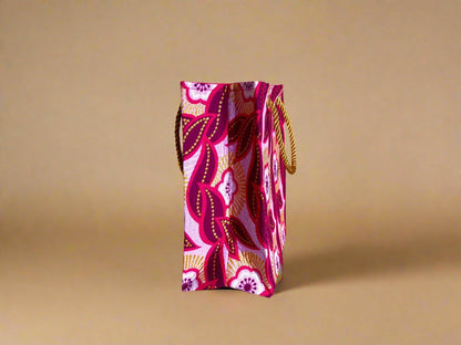 Ethnic, Fabric, Patterned, Handmade Dark Pink, Pink and Gold Extra Small Bag - Gezia Accents