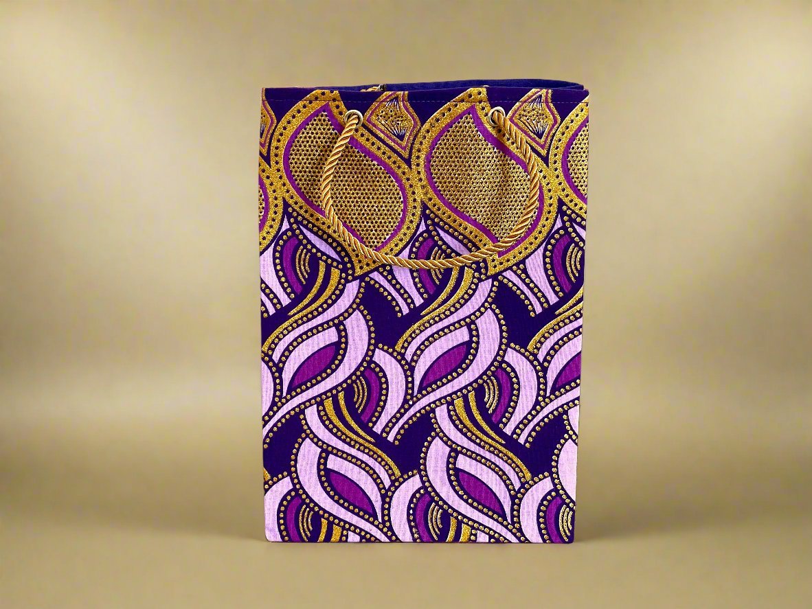 Ethnic, Fabric, Patterned, Handmade Dark Purple, Purple, and Gold Small Bag - Gezia Accents