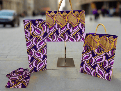 Ethnic, Fabric, Patterned, Handmade Dark Purple, Purple, and Gold Small Bag - Gezia Accents