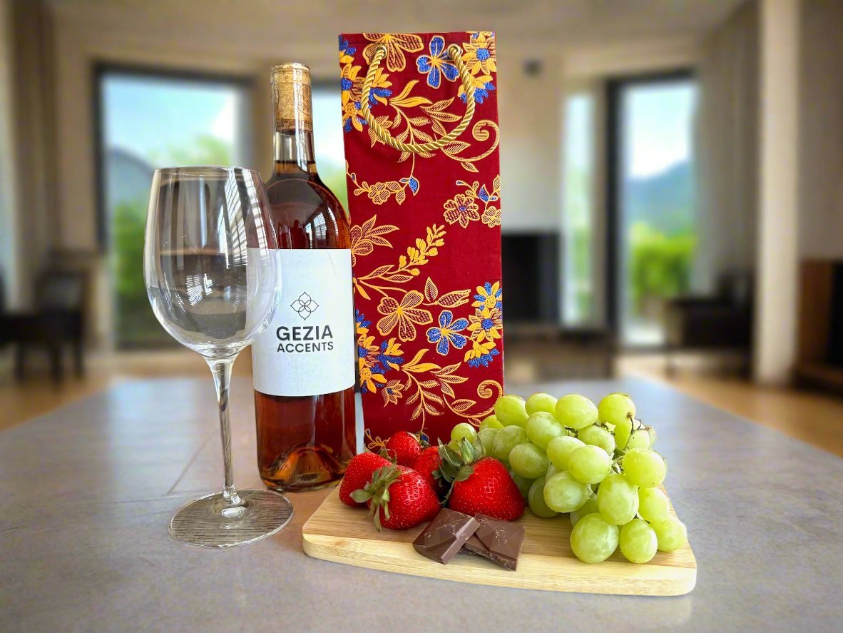 Ethnic, Fabric, Patterned, Handmade Maroon, Purple and Gold Wine Gift Bag - Gezia Accents