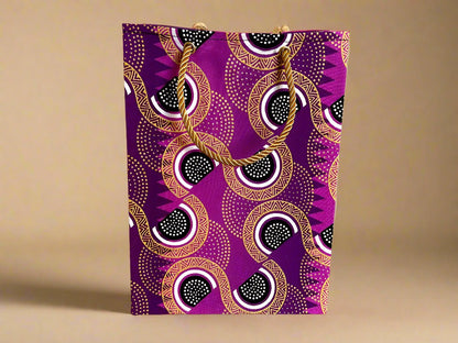 Ethnic, Fabric, Patterned, Handmade Purple, Black, White and Gold Small Bag - Gezia Accents