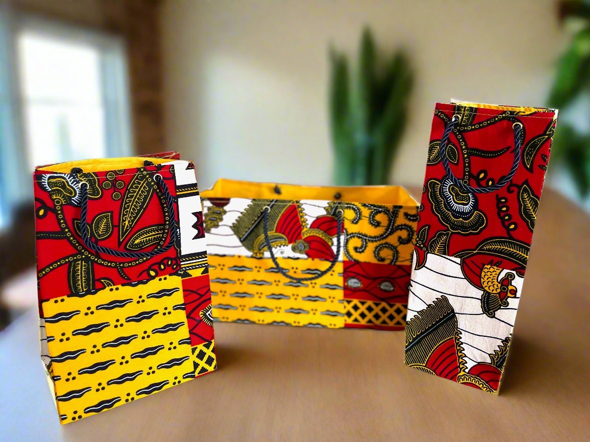 Ethnic, Fabric, Patterned, Handmade Red, Black, Yellow, and White Bookmark - Gezia Accents