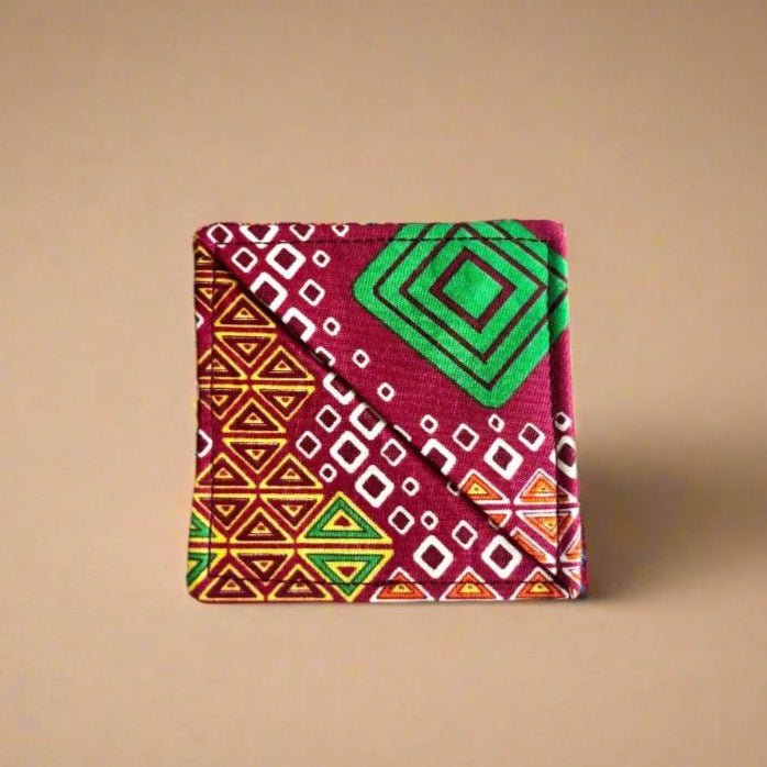 Ethnic, Fabric, Patterned, Handmade Red, Green, Yellow, and White Bookmark - Gezia Accents