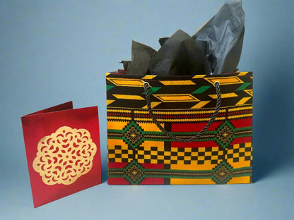 Ethnic, Fabric, Patterned, Handmade Yellow, Black, Red, Green and Gold Small Wardrobe Bag - Gezia Accents