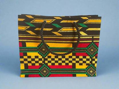 Ethnic, Fabric, Patterned, Handmade Yellow, Black, Red, Green and Gold Small Wardrobe Bag - Gezia Accents