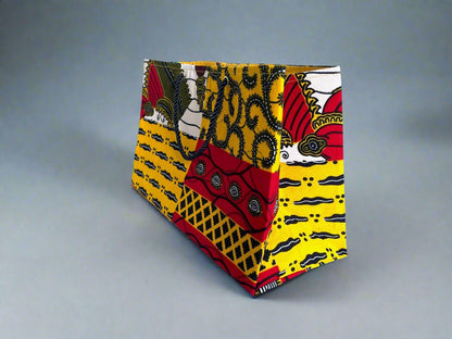 Ethnic, Fabric, Patterned, Handmade Yellow, Red, Black, and White Medium Horizontal Bag - Gezia Accents