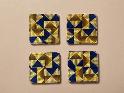 Handmade African Fabric Coasters – Set of 4 | Cultural Home Decor | Eco - Friendly Gift | Wax Print Drink Coasters - Gezia Accents
