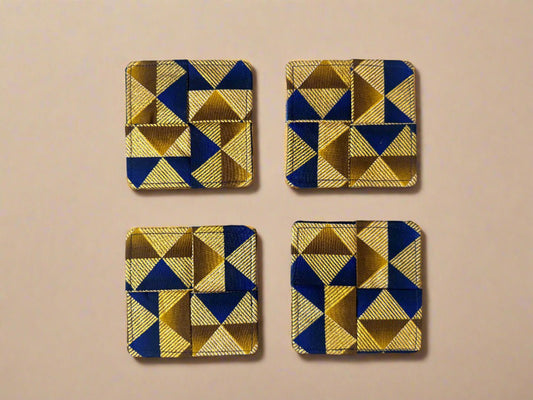 Handmade African Fabric Coasters – Set of 4 | Cultural Home Decor | Eco - Friendly Gift | Wax Print Drink Coasters - Gezia Accents