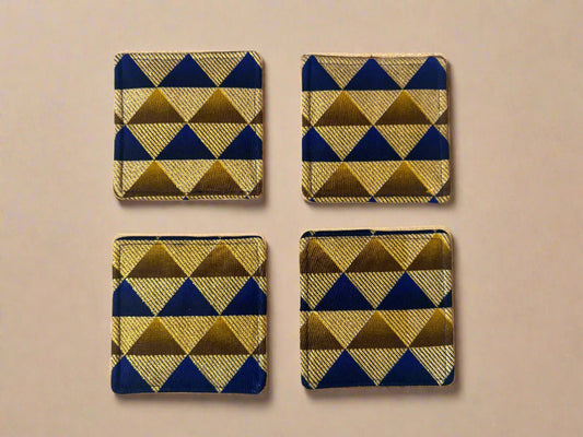 Handmade African Fabric Coasters – Set of 4 | Cultural Home Decor | Eco - Friendly Gift | Wax Print Drink Coasters - Gezia Accents
