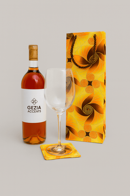 Handmade African Fabric Coasters – Yellow, Brown, Orange & Gold Set of 4 | Cultural Home Decor | Eco - Friendly Gift | Wax Print Drink Coasters - Gezia Accents