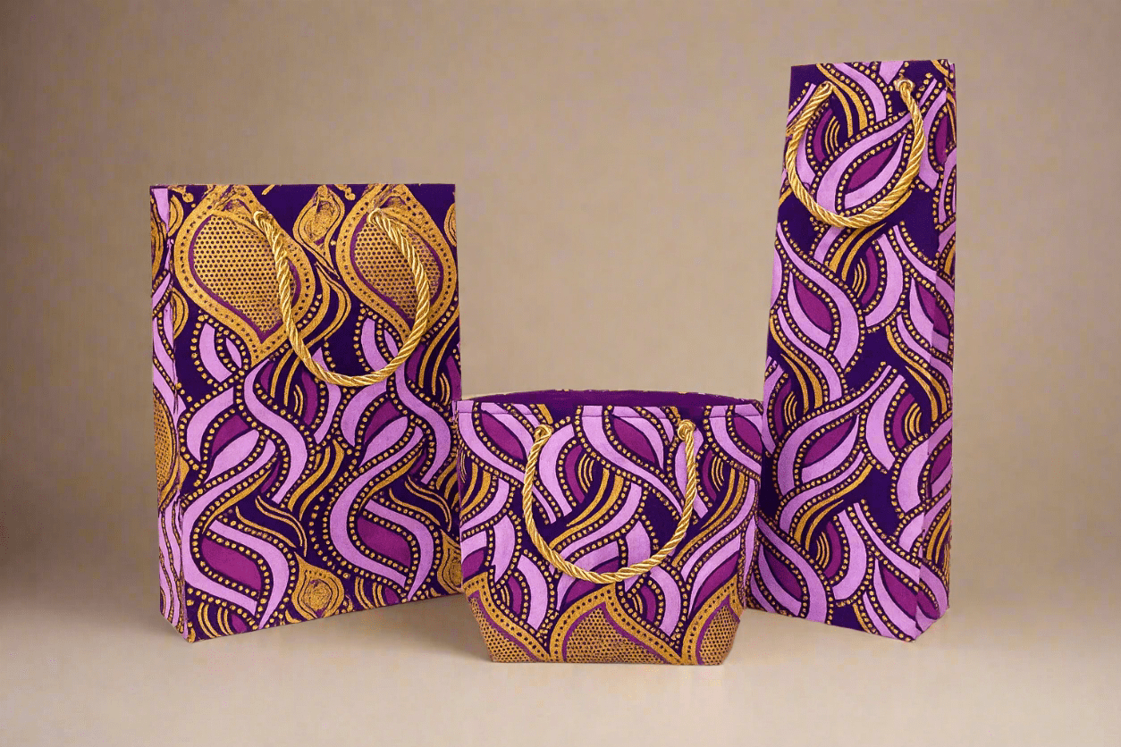 🖤 Handmade African Wax Print Mini Pouch | Extra Small Bag | Dark Purple, Purple, and Gold Ethnic Fabric | Coin Bag | Cultural Gift Idea 🌍🎁 - Gezia Accents