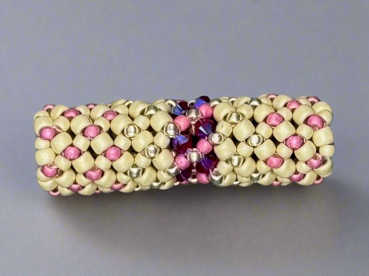 Loc Jewelry - Medium Cream and Pink w/Swarovski Crystals - Gezia Accents