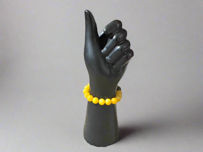 Yellow Jade & Cracked Agate Bracelet with Swarovski Crystals and Metal Spacers – Handmade on Elastic Cord - Gezia Accents
